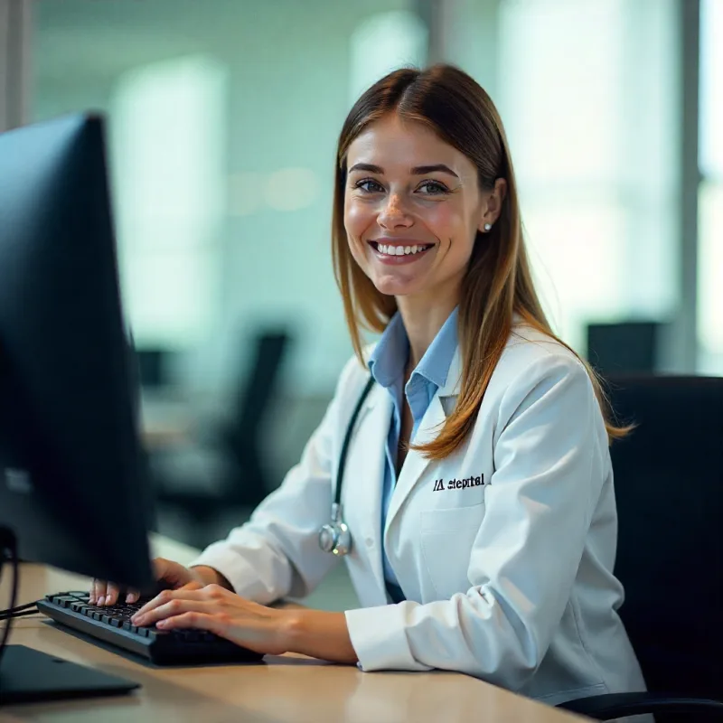 Медицинский работник у компьютера